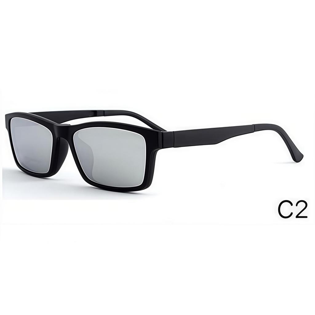 2076 New Large Square Frame Magnetic Clip-On Men's Polarized Sunglasses - Multi-Color Options