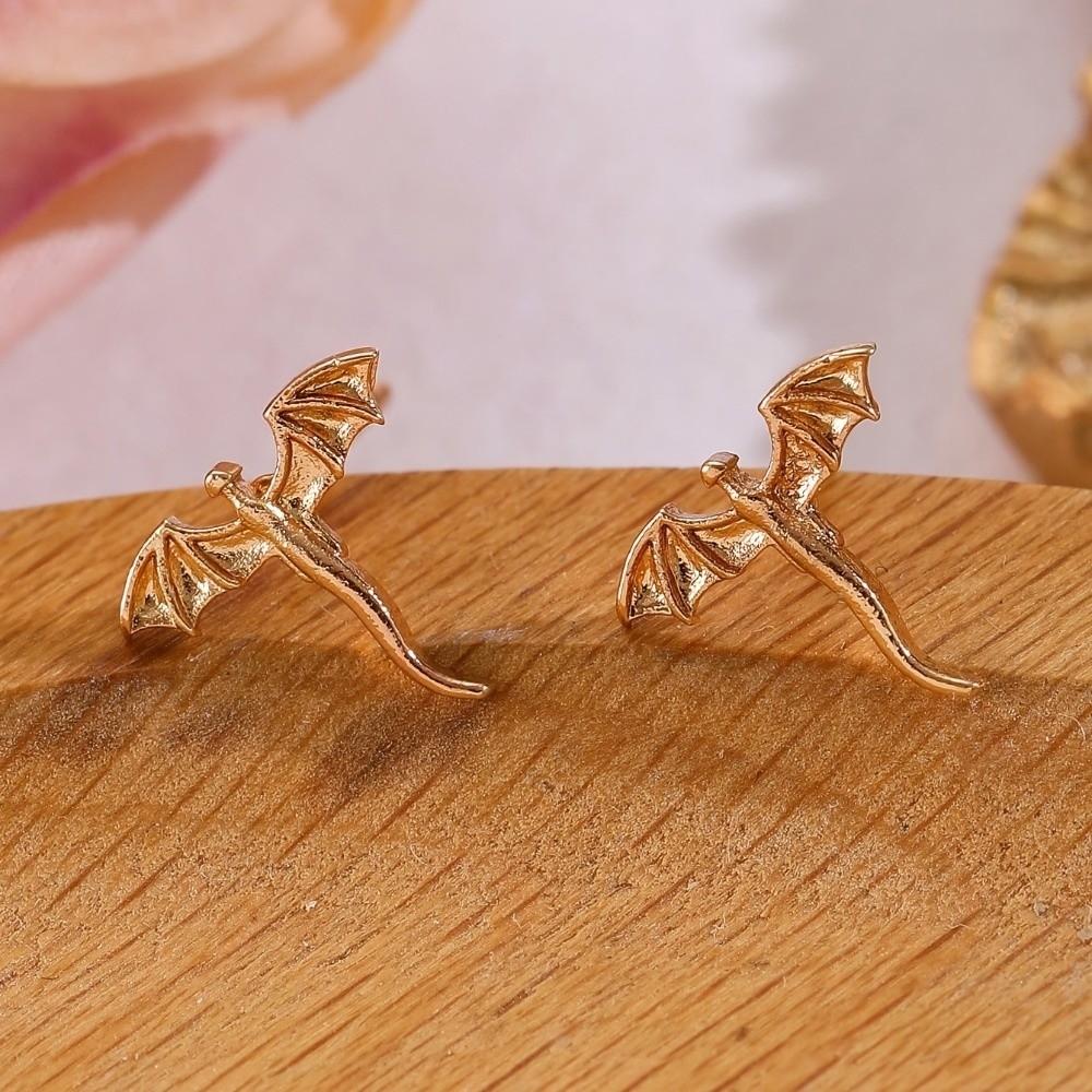 Small Metal Stud Earrings Unique Flying Dragon Stud Earrings Trendy Vintage Dragon Earrings  Daily