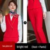 China Southern Airlines Flight Attendant Professional Suit: High-End Rose Red Vest and Dress Reception Uniform