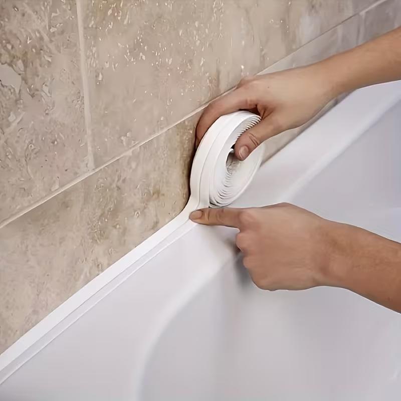 Self-Adhesive Waterproof Sealing Tape Flexible PVC Gap Sealer Strip for Kitchen Countertop Bathroom Sink & Toilet