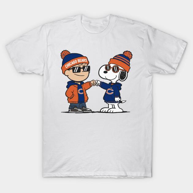 

Men Black Print T-shirt Snoopy Chicago Bears No-Cut Transfer Paper Print Cotton Tshirt S білий
