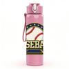 1PC Baseball Sport Vintage Logo Print 750ml Color Plastic Sports Water Bottle Leakproof Flip Straw Lid Suitable for Sports Office Home Use