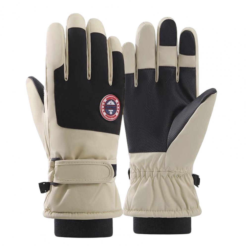 

1 пара зимних перчаток для велоспорта унисекс водонепроницаемые ветрозащитные толстые теплые мягкие нескользящие с отличным трением для ладони для активного отдыха на природе лыжи One Size бежевый