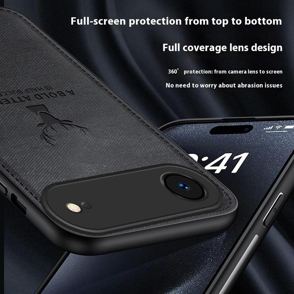 For iPhone Air Case Deer Pattern Cloth Texture PU + PC + TPU Phone Cover