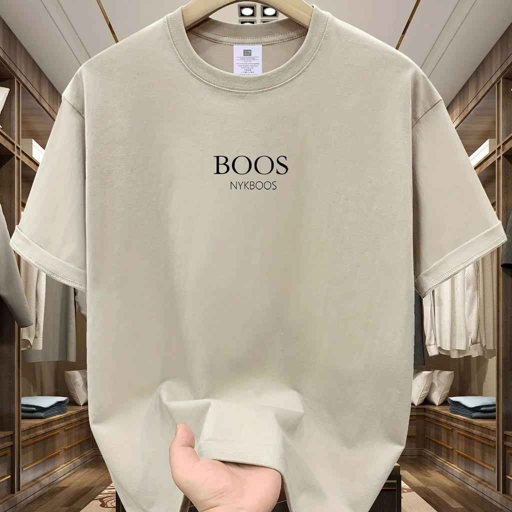 Summer Men's 100 Cotton Casual Loose Plus Size Boos Pattern Printed Sports Comfortable Round Neck Short Sleeve T-shirt Top