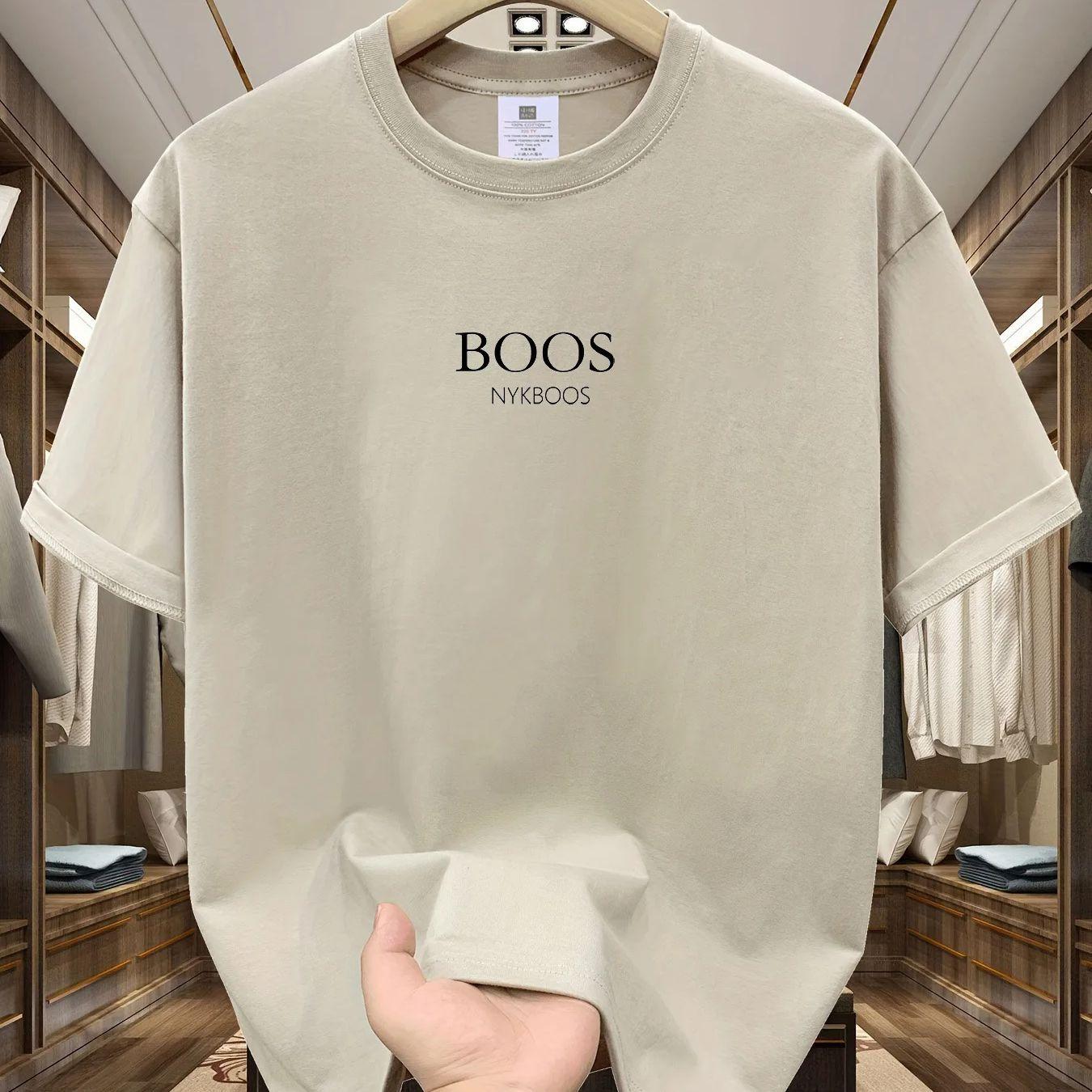 

Мужская повседневная футболка большого размера с принтом Boos, круглый вырез, удобная, спортивная, с коротким рукавом, летняя S