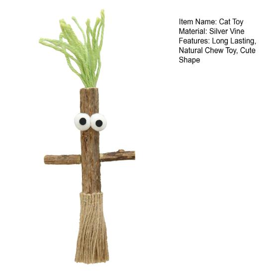Jouet pour chat Silver Vine Jouet à mâcher pour chat en bois naturel Jouet sûr pour le nettoyage des dents Jouet Kicker pour chat pour chaton poussée dentaire Divertissement solo