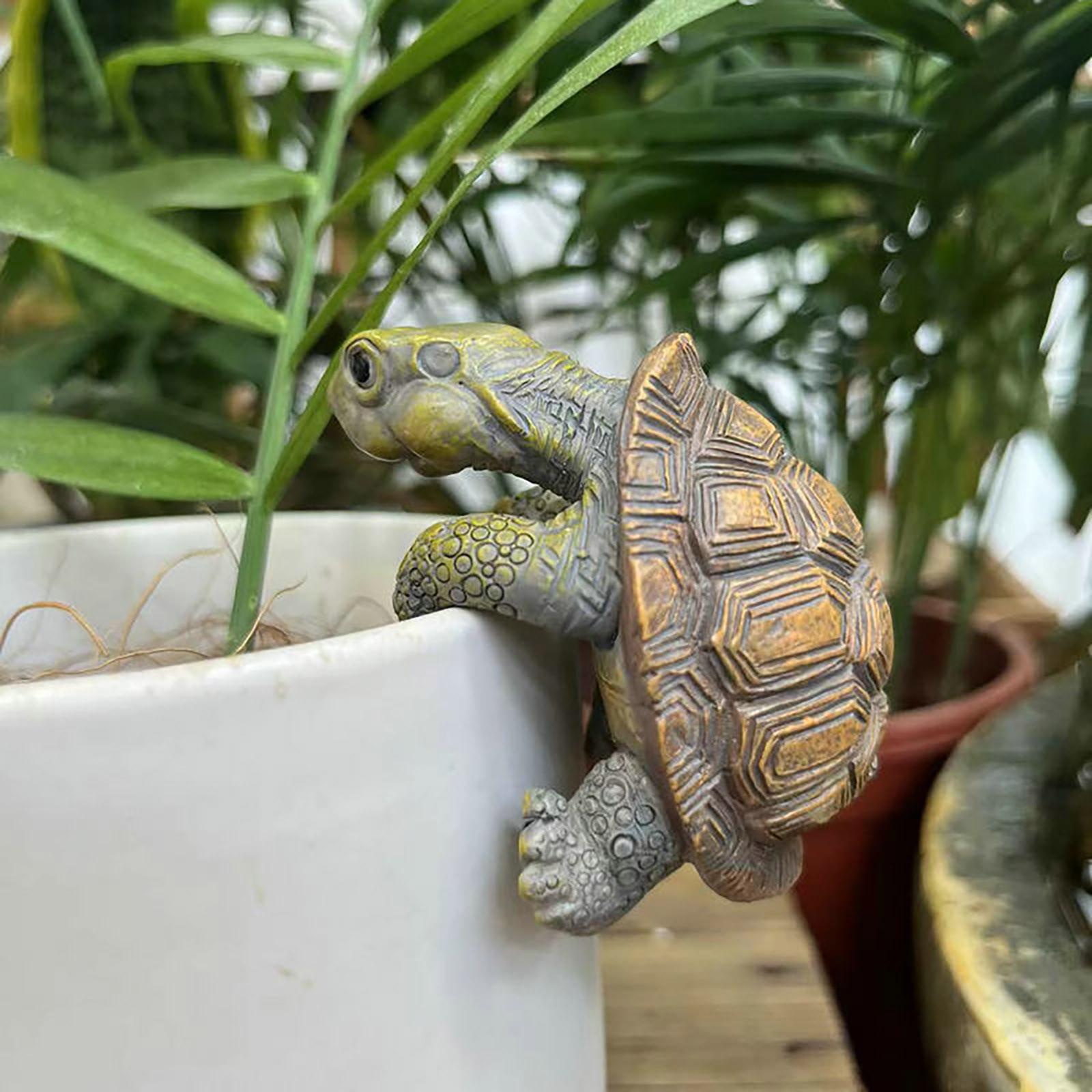 

Realistic Resin Turtle Statues Planter Pendant Outdoor Bonsai Flower Pot Decor Turtle Tortoise Sculpture Balcony & Garden Decor One Size темно-зеленого
