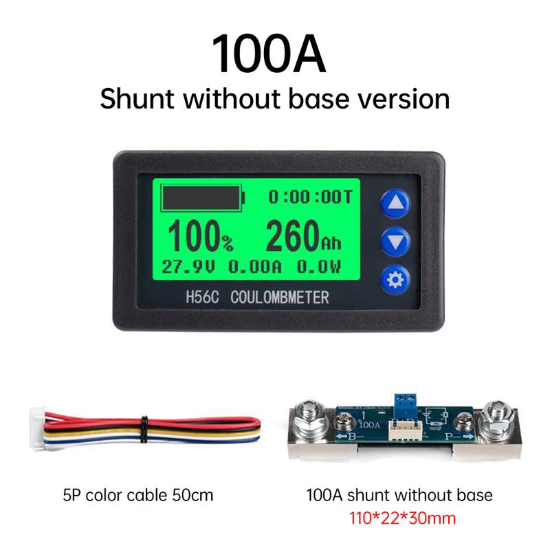 DC 10-100V 100A 200A 300A Medidor de Capacidade de Bateria Coulomb Monitor de Capacidade Testador Coulomb Voltímetro Amperímetro Wattímetro
