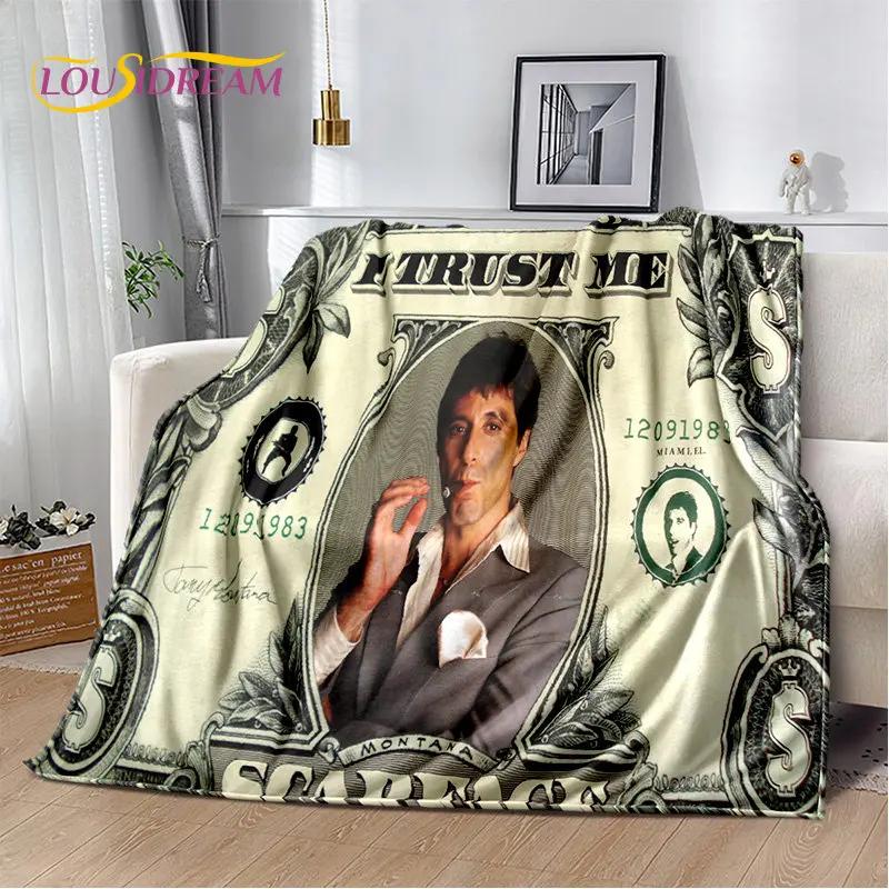Film Scarface Tony 3D-Druck Weiche Plüschdecke, Flanelldecke Überwurfdecke für Wohnzimmer Schlafzimmer Bett Sofa Picknick Abdeckung