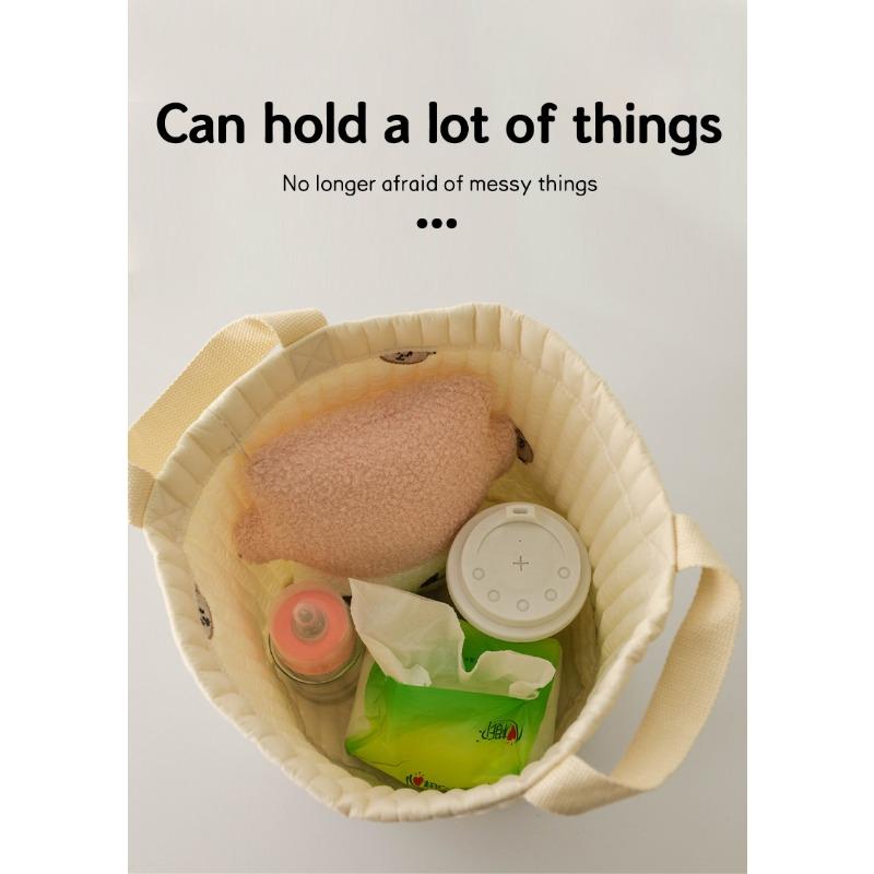 Cute Baby Diaper Storage Bag Baby Supplies Toys Clothes Storage Bag Cotton Embroidery Multifunctional Mommy Storage Basket