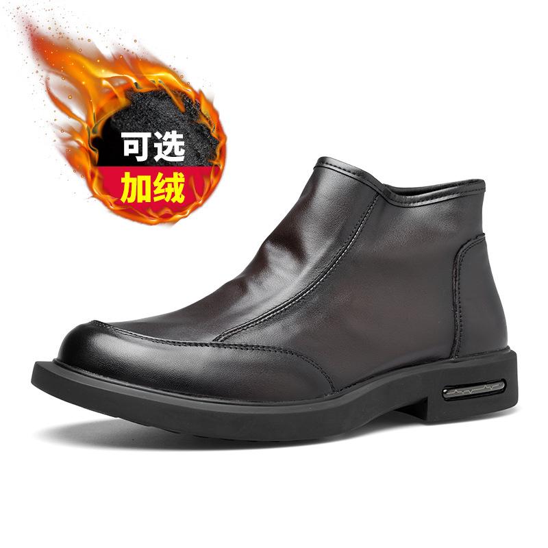 

Осенне-зимние ботинки Мартин средней высоты из мягкой кожи первого слоя коровьей кожи, мужские ботинки с короткой молнией сбоку, универсальные высокие кожаные повседневные мужские ботинки 44