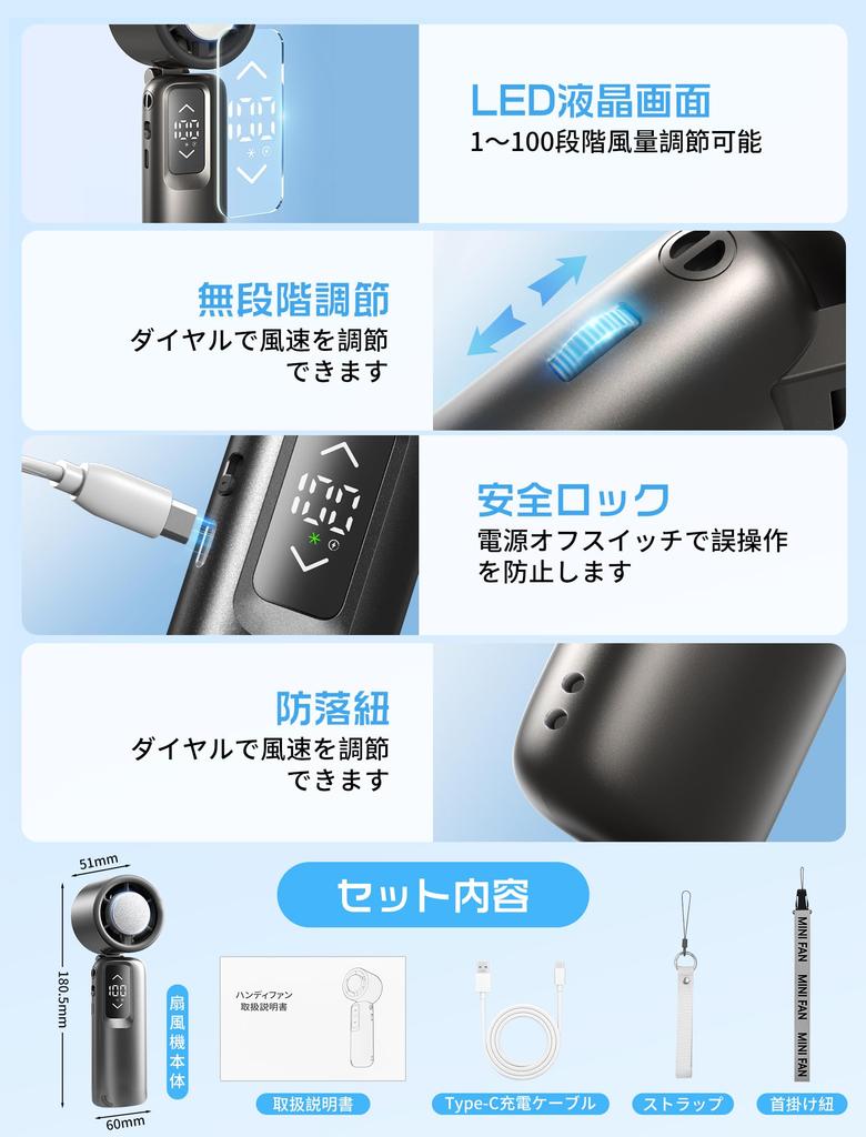 Design for Summer Portable Handheld Neck Equipped with a Cooling Wind Speed LED 6000mAh USB Fast and Lightweight [New 2025] Fan, Handheld, Tabletop,