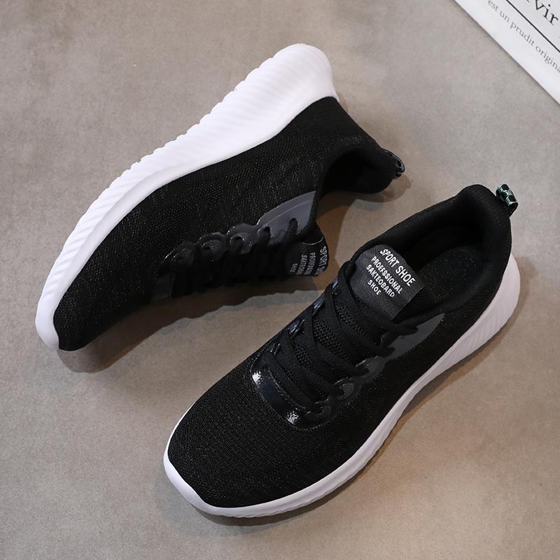 Fashion Black Women Sports Shoes with Soft Soles Lightweight and Non Slip Student Running Mesh Breathable Casual Basket Tennis Athletic