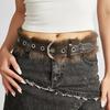 Punk PU Studded Fur Belt Y2k Vintage Faux Fur Rhinestone Patchwork Belt Metal Plush Waist Chain Furry Waistband Jeans Belts