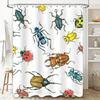 Bug Art Shower Curtain Rustic Insect Print Waterproof Fabric Bathroom Decorative Hanging Shower Panel Curtains With Rings Set Ho