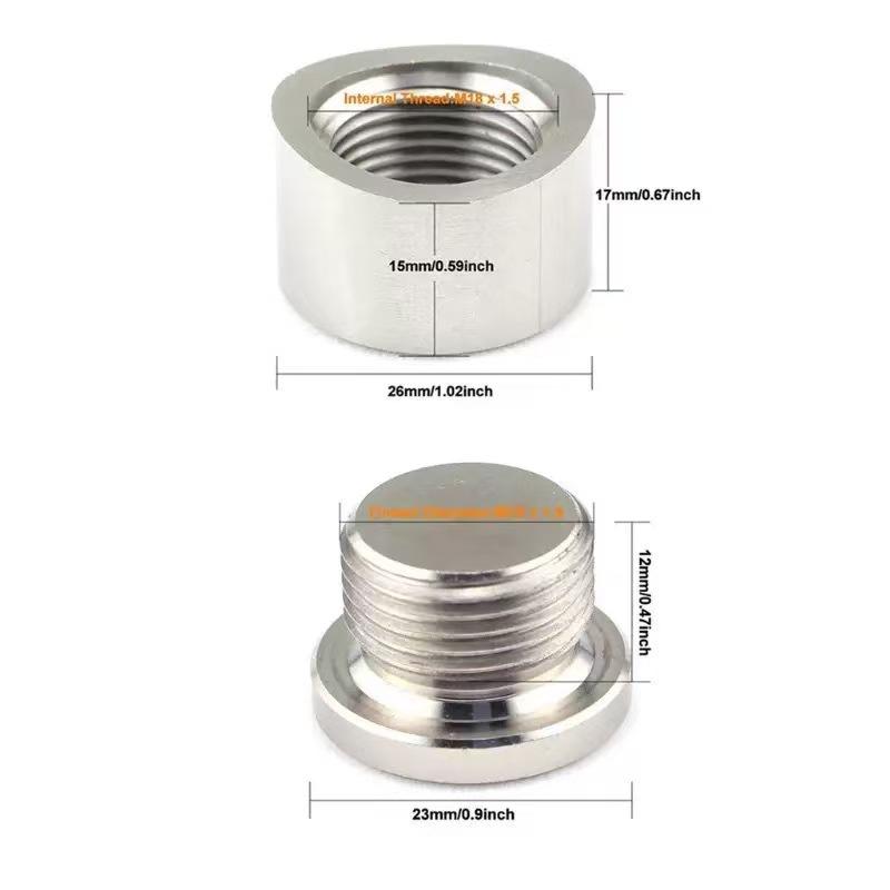 Thread Oxygen Sensor Bung Stainless Steels Plug Wideband Nut Fitting Weld M18X1.5 Car Accessories