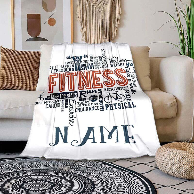 Love Fitness Customize Your Name Blanket Warm Comfortable Soft Blanket For Chair Office Sofa Bed Sofa Office Camping Suitable For Gifting Relatives