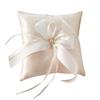 Elegant Champagne Silk Rings Holder For Wedding Ceremony Portable Ribbon Bows Lace Bridal Accessory