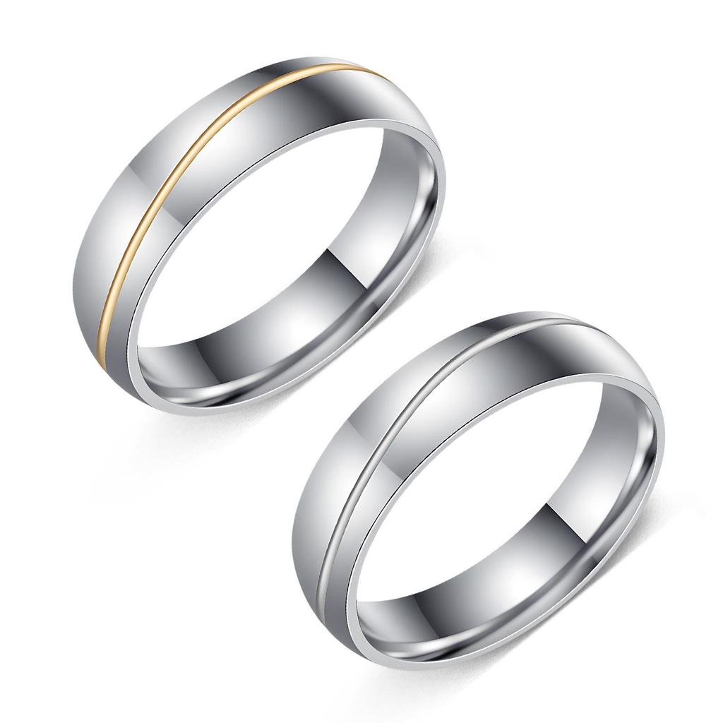 Anillos a juego para pareja japonesa y coreana: Acero Inoxidable con Diamantes Incrustados