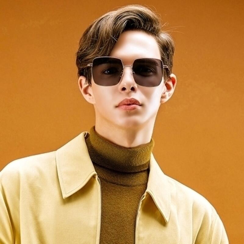 LKS6237 Moderne quadratische Sonnenbrille C6 SPIEGELSCHWARZ