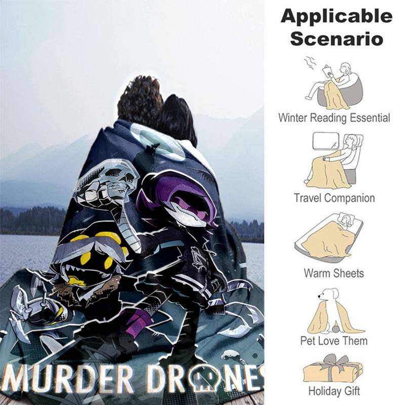 1pc Blanket Murder Drones Print Design, Lightweight Blanket for Sofa, Bed- Soft &Warm, Gift for All Seasons Like Christmas, Halloween