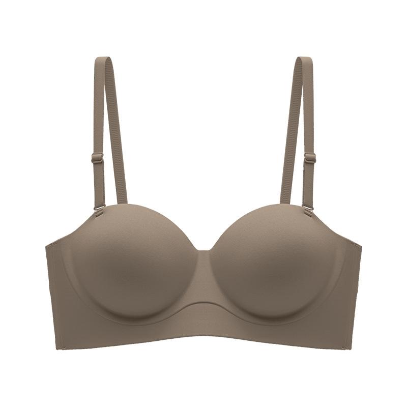 Thin breathable underwear women's small breasts gather and show large adjustment type flat chest special non-slip strapless half cup bra cover