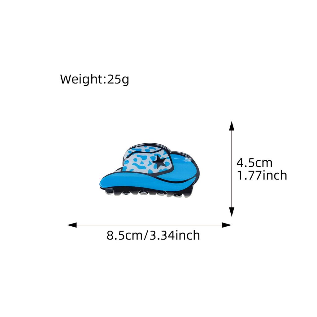 1pc New Acrylic Denim Cap Hair Clip for Women American Vintage Leopard Print Ponytail Clip Shark Clip