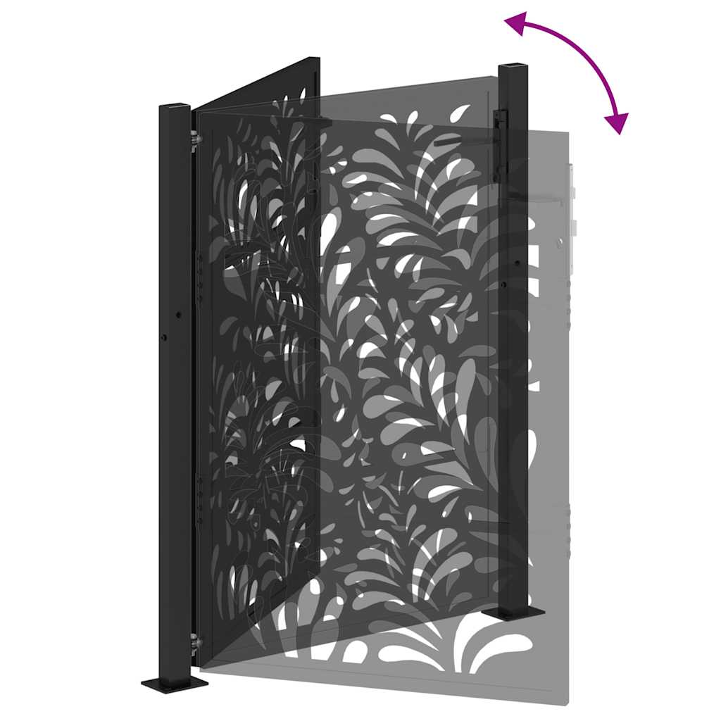 Garden Gate Black 100 X 125 Cm Steel Wavy Design