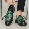8670 Loafers One-Pedal Loafers Fashion Casual Leather Shoes Men's Platform Height Increasing Double Buckle Loafers