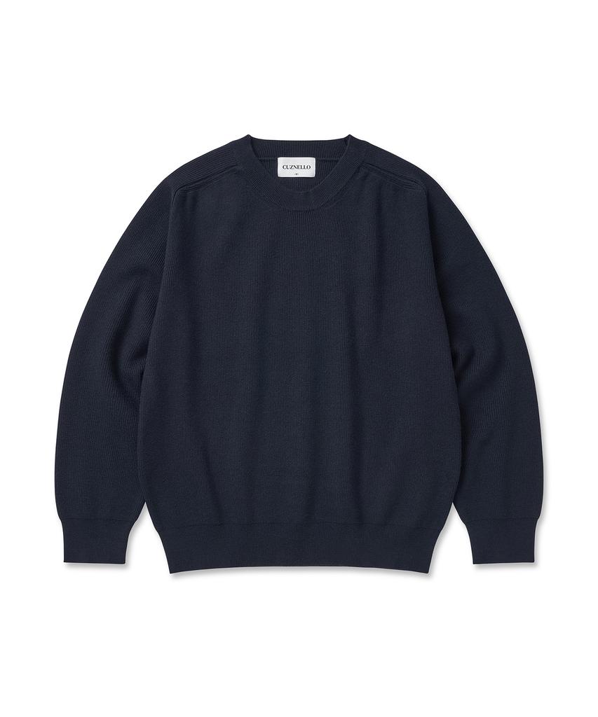 CUZNELLO Soft Saddle Crewneck Knit_Navy