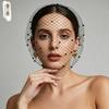 Černý klecový závoj s perlovým čelenkou, Retro síťovaný závoj na obličej pro svatební párty, fotografování, koktejlovou událost