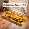 Horse Theme Soft Crystal Velvet Rug Custom Name & Text Print Non Slip Floor Rug for Bedroom Living Room