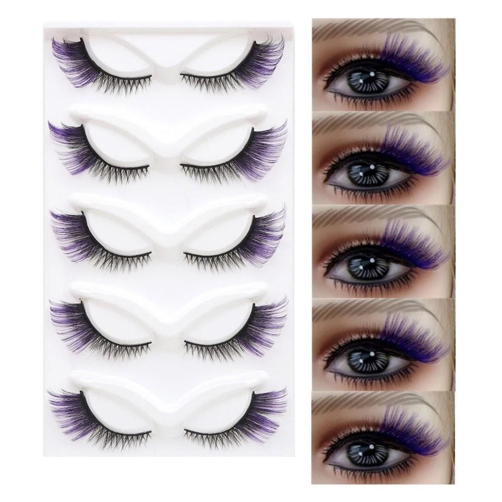 Soft Cat Eye False Eyelashes Fluffy Faux Mink Wispy Lashes Colored Anime Lashes Makeup