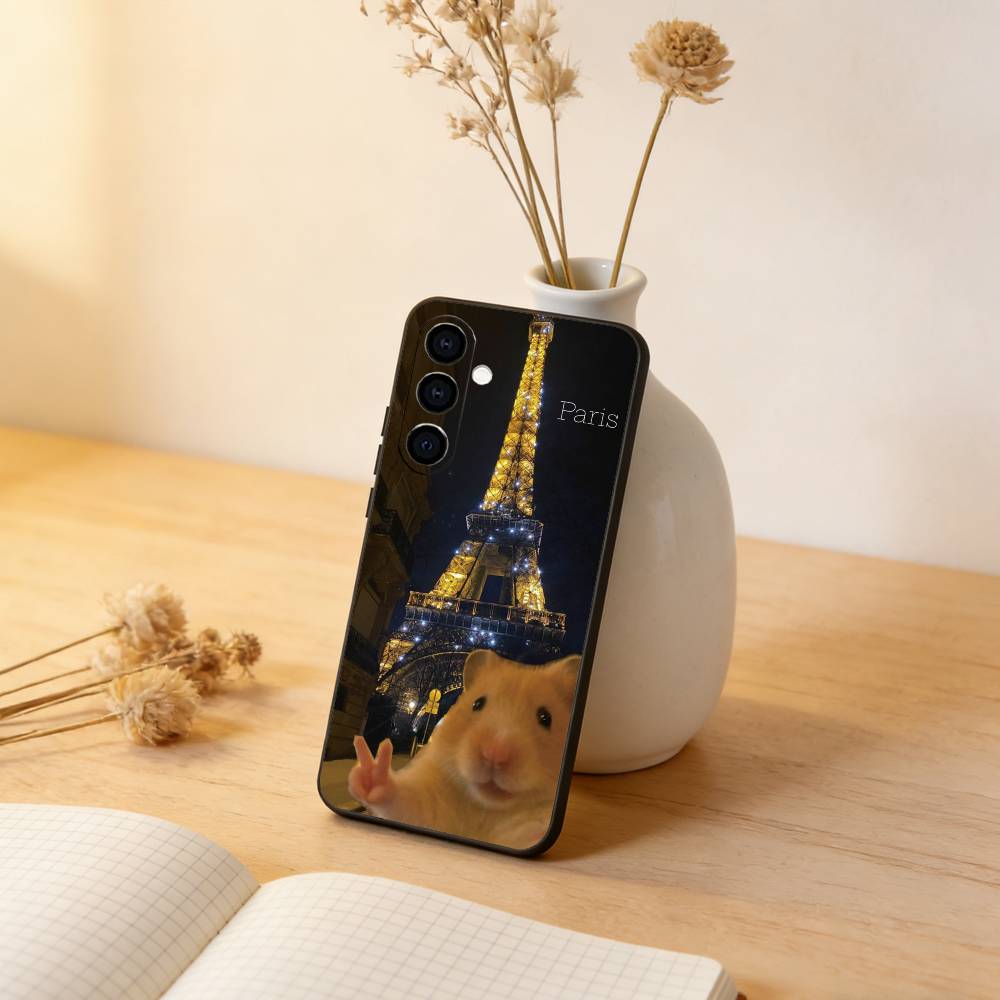 Funny Cute Hamster Phone Case For Samsung Galaxy A73,A72,A71,A70,A53,A52,A51,Others Soft Black Cover