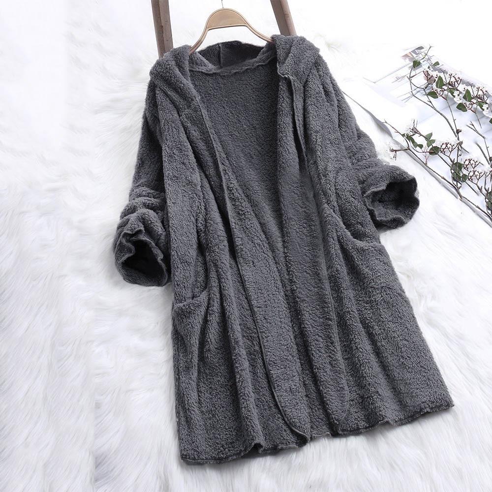 Womens Ladies Artificial Wool Coat Zipper Jacket Winter Outerwear