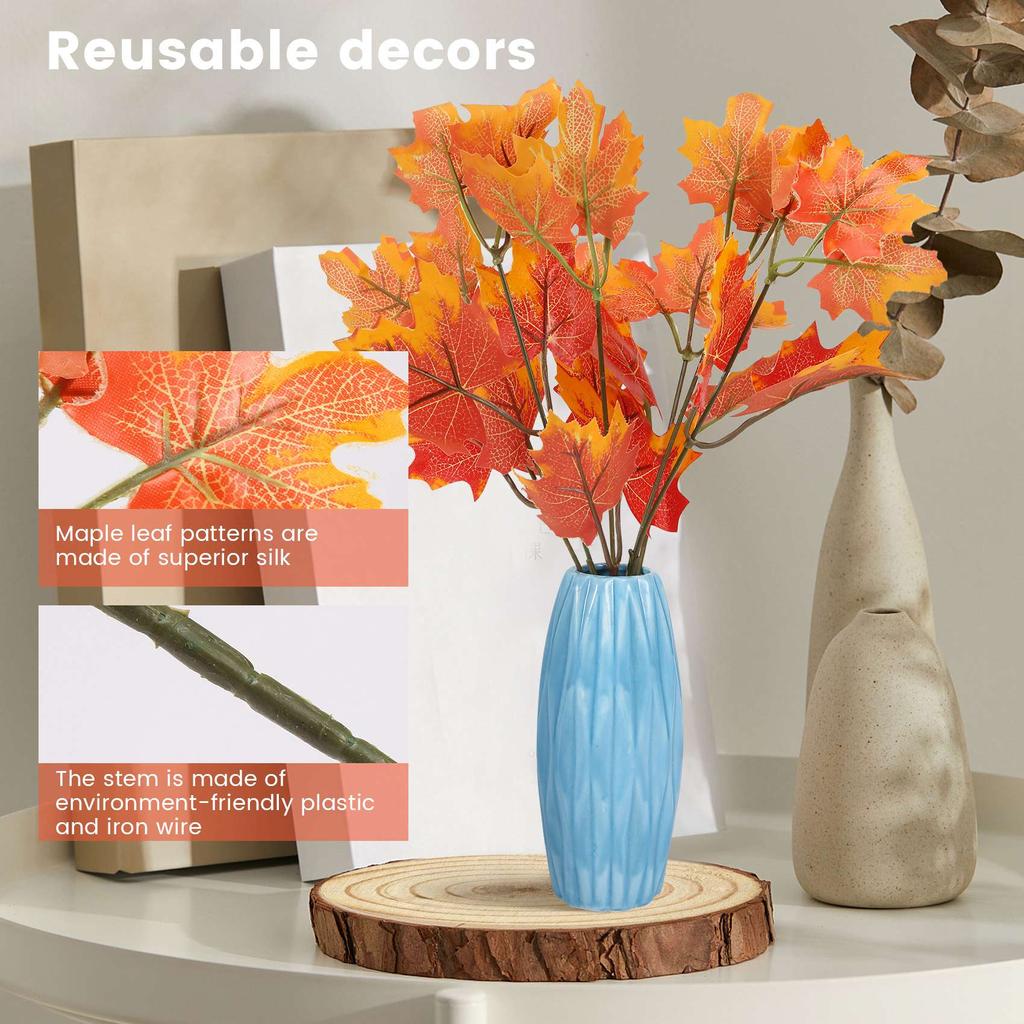 Good-Artificial Maple Leaves Branches Autumn Leaves 5 Bundles Fall Decorations Outdoor UV Resistant Greenery Shrubs Plants Artif