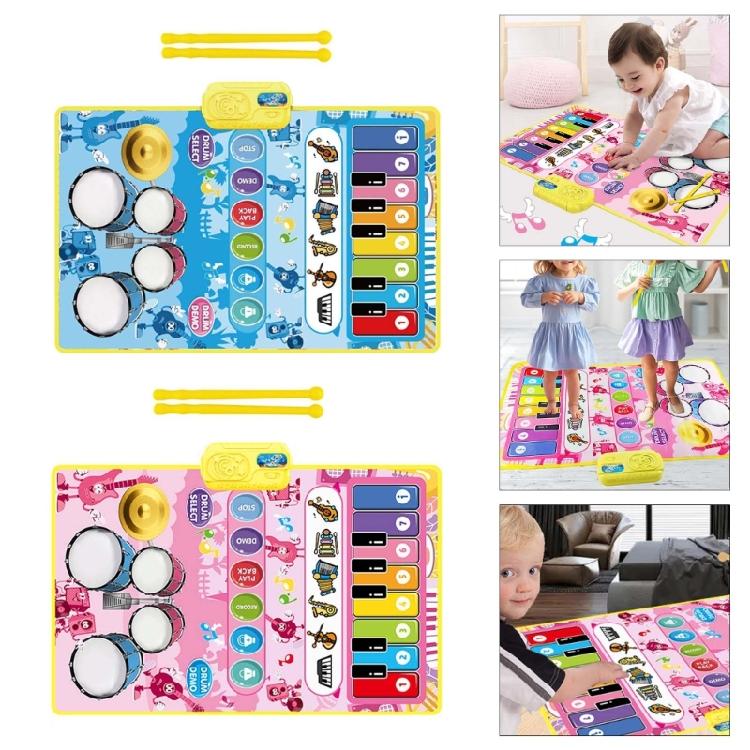 Interactive Kids Piano Playmat With Drum Sounds Musical Learning Toy for Creative Game & Physical Development