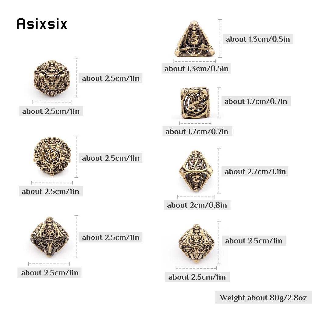 7 sztuk żółta czaszka metalowe kości Hollow metalowy zestaw kości wielościennych nadaje się do odgrywania ról RPG gra planszowa gra karciana