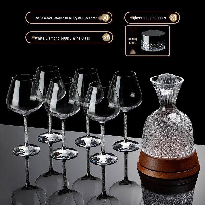 European Crystal Swirl Red Wine Decanter Set
