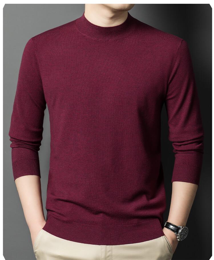 Pull en maille à manches longues et col semi-montant style coréen pour homme