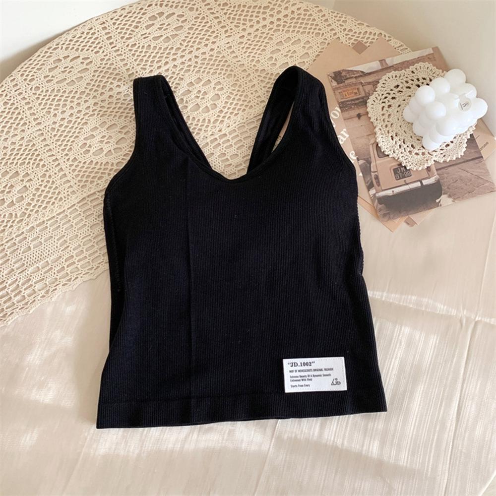 

Женская цельная укороченная майка из ледяного шелка со встроенным бюстгальтером, милый однотонный повседневный укороченный топ с открытой спиной и грудью P One Size