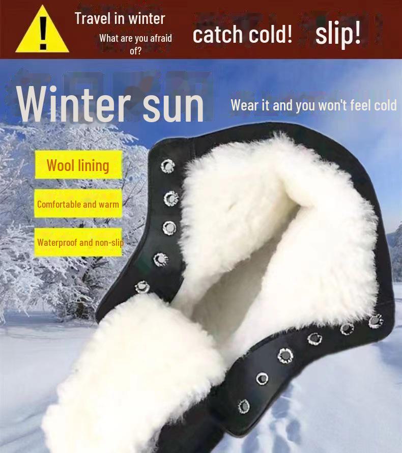 Pánské zimní vlněné kožené bojové boty s ocelovou špičkou a podrážkou – Hřejivé boty Martin s podšívkou ze sametu s vojenským háčkem pro bezpečnost.