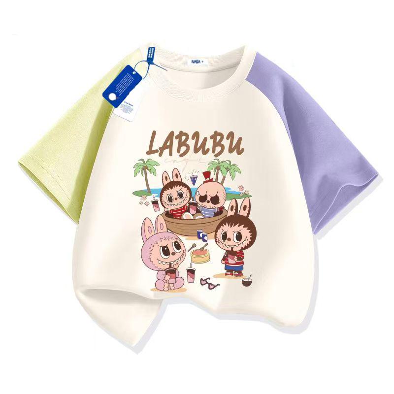 LABUBU Cartoon Anime Print Kids T-Shirt Summer Short Sleeve Tee Girl Boy T-Shirt Child Tops