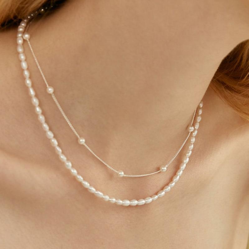 LUNNE Silver 3mm Pearl Curb Chain Necklace #LSN03