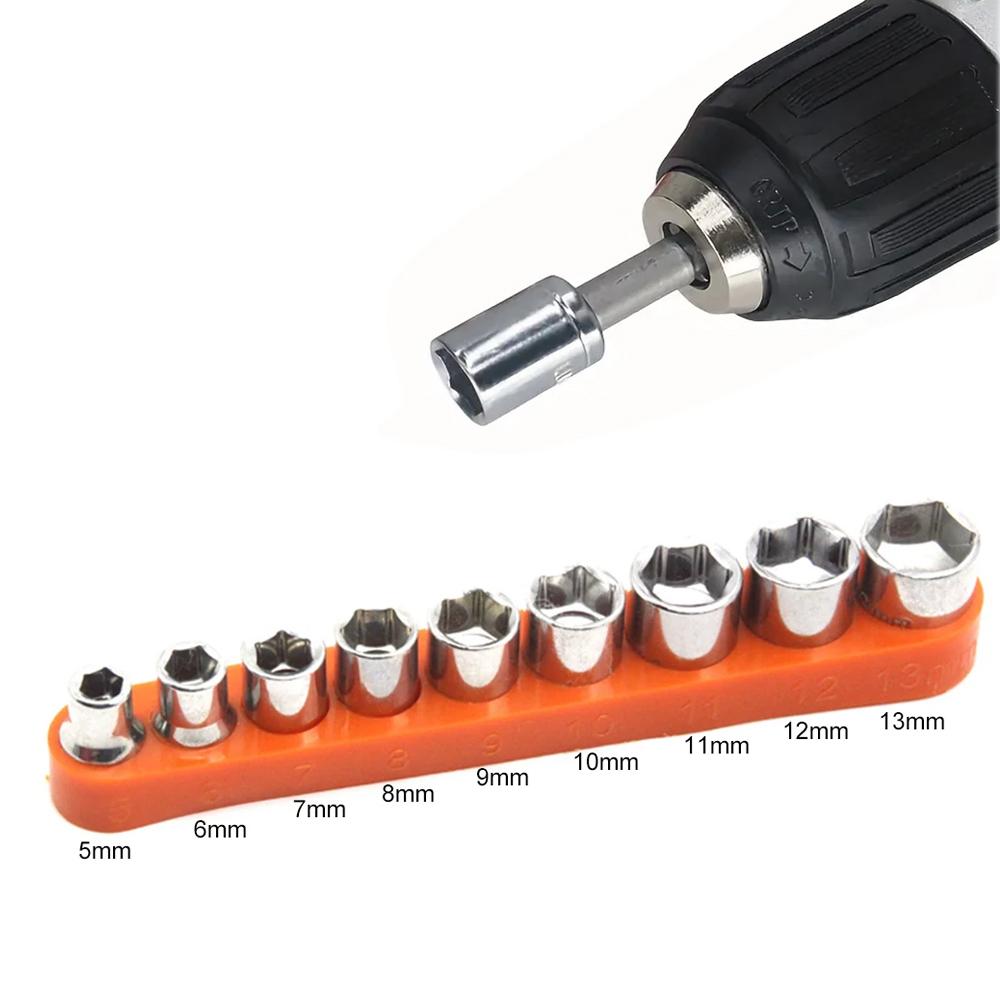9Pcs 5-13mm Screwdriver Set Hexagon and Plum-shaped Heads Socket Set DIY Auto Repair Household Hand Tools