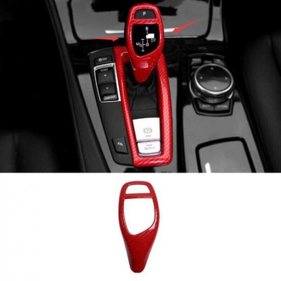 Carbon Fiber Car Central Console Red Gear Shift Knob Cover For BMW X4 F26 X3 F25