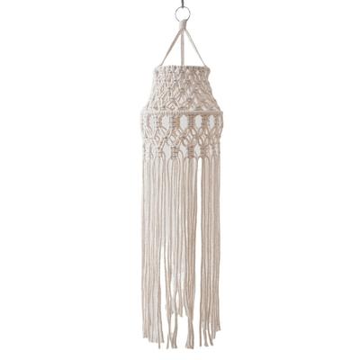Handwoven Cotton Rope Lamp Shade Bohemian Artistic Macrames Tassels Hanging Pendant Light Cover for Home Bedroom Decor