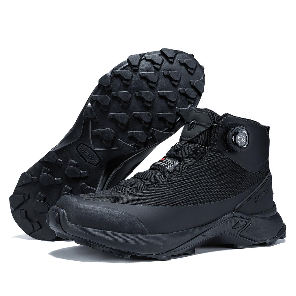 Men Hiking Boot Anti Splash Water Outdoor Sneakers Rotating Button Hiking Shoes  Comfort High-Top Trekking Walking Shoes Non-Slip Warm Suitable