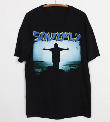 Vintažiniai 1998 m. „Soulfly“ trumpomis rankovėmis medvilniniai juodi marškinėliai, S–4XL